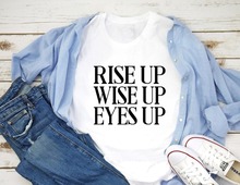 Футболка с надписью Rise Up Wise up, простая Женская модная футболка гранж лозунг tumblr в пастельном стиле, женская футболка с забавными надписями, готические Топы 2024 - купить недорого