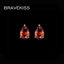 BRAVEKISS big crystal water drop piercing studs earrings for women red zirconear studs jewelry pendientes bincos mujer BUE0149 2024 - buy cheap