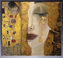 Abstract Wall Art Painting The Kiss and Golden Tears by Gustav Klimt Famous Painting Replicas Home Decor Handmade High Quality 2024 - buy cheap