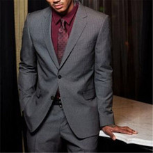 Grey Wedding Suit For Men 2 Piece(Jacket+Pant+Tie) Two Button Latest Design Groom Bridegroom Tuxedos Fashion Blazer 597 2024 - buy cheap