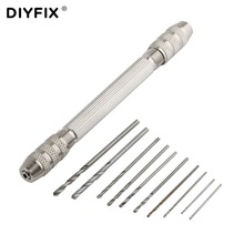DIYFIX-Juego de brocas helicoidales, Mini Micro taladro manual de aleación de aluminio con mandril sin llave, Kits de herramientas rotativas de perforación para carpintería, 10 Uds. 2024 - compra barato