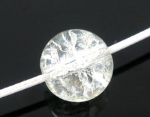 Doreenbeads contas soltas de vidro, crepitante branca redonda cerca de 10mm(3/8 ") dia, furo: aproximadamente 1.4mm,25 peças 2024 - compre barato