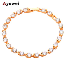 Hotbuying White crystal style AAA zirconia  Gold tone beautiful Bracelets Health Nickel & Lead free Fashion jewelry TB490A 2024 - buy cheap