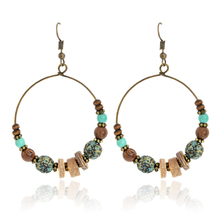 Vintage Beads Dangle Earrings Brown Resin Danglers Big Hollow Round Drop Earrings for women girl Fashion Ear Jewelry Gift 2024 - buy cheap