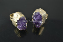 Natural Purple Stone Quartz Rings Fashion Party Jewelry 5pc per lot 2024 - buy cheap