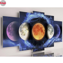 Imágenes modulares para arte de pared, pintura de diamante, Luna, Planeta, paisaje, Cuadrado completo, redondo, bordado, Mosaico, Decoración del hogar, 5 piezas 2024 - compra barato