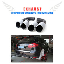 2PCS/Set Engine Stainless Steel Back Quad Exhaust Muffler Tips Fit for Porsche Cayenne V6 Turbo 2011-2014 2024 - buy cheap