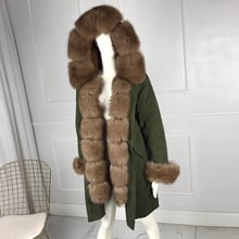 Chaquetas de invierno con capucha para mujer, Parkas con cuello de piel de zorro Real, piel de conejo Rex, forro de piel auténtica, prendas de vestir, alta calidad 2024 - compra barato