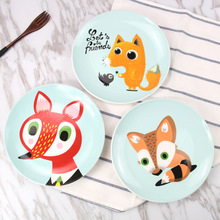 8 Inch Round Fox Ceramic Plate Cartoon Animal Porcelain Dinner Plate Western Steak Fruit Dessert Snack Tray Children Dinnerware 2024 - buy cheap