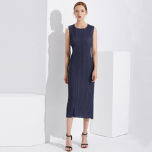 Miyake Fold Summer Japanese New Style Round-collar Sleeveless Dress Women's Mid-long Vest Dress  2024 - buy cheap