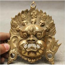 Yu tibete budismo cobre bronze vajra mahakala buda cabeça máscara estátua parede pendurado 2024 - compre barato