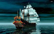 Pirate Ship sea ocean night photo backdrop High quality Computer print wall photography studio background 2024 - buy cheap