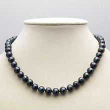 Ожерелье из черного жемчуга akoya, 9-10 мм, 18 дюймов 2024 - купить недорого