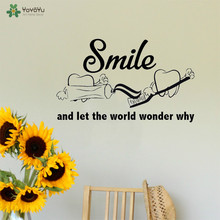 YOYOYU-calcomanía de pared para decoración de ventana y pared, pegatinas dentadas con sonrisa y Let The World Wonder Why, dentífrico QQ289 2024 - compra barato