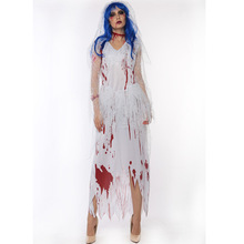 2016 Halloween Purim Scary White Blood Zombie Corpse Bride Costume Adult Fantasia Costumes Cosplay Dress white for Women 2024 - buy cheap