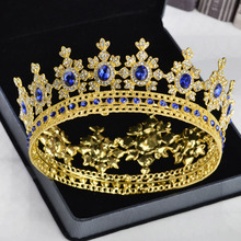 Diadema de cristal dorado para mujer, diadema de lujo con diamantes de imitación, Tiara y corona de Reina, accesorios nupciales de boda para el pelo VL 2024 - compra barato