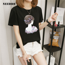 NEEDBO Summer t shirt Women Funny 2019 Printed Big Size Casual T-shirt Women White O-neck Short Sleeve Tee Shirt Femme Unique 2024 - buy cheap