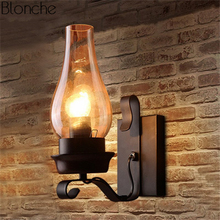 American Retro Kerosene Wall Lamp Glass Lampshade Wall Sconce Loft Metal Lights for Restaurant Bar Stair Light Industrial Decor 2024 - buy cheap