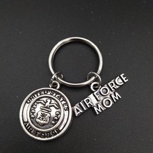 Antique Silver Plated United States Air Force Mom Charm Key Chain Stainless Steel Metal Keyring Birthday Gift for Women 2024 - buy cheap