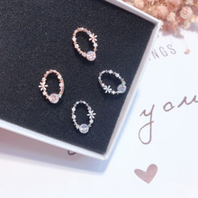 2018 Hot Sale Korean Cute Sweet Lovely Crystal Flower Stud Earrings Shiny Colorful Rhinestone Pendientes Mujer Moda Jewelry Gift 2024 - buy cheap