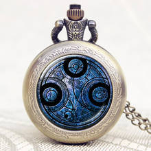 Vintage Pocket Watch Retro Metal Round Blue Quartz Fob Clock Men Women Chic Gift  Present Pendant Online Sale 2024 - buy cheap