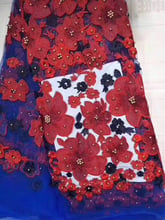 Вышитая бисером африканская сетчатая кружевная ткань высокого качества кружевная французская сетчатая ткань с бисером Красная нигерийская швейцарская кружевная ткань для платья LYY934A 2024 - купить недорого