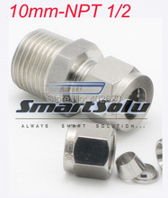 free shipping 10mm NPT1/2 2pcs/lots thread stainless steel compression fittings 2024 - buy cheap