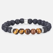 8mm Men's Lapis lazuli Tiger Eye Stone Beaded Bracelet Lava Beads Stainless Steel Charm Bracelet Male Jewelry Dropshipping DBM44 2024 - buy cheap