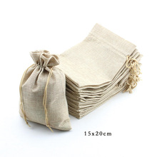 15*20 200pcs Vintage Style handmade Jute Sacks Drawstring gift bags for jewelry/wedding/christmas Packaging Linen pouch Bags 2024 - buy cheap