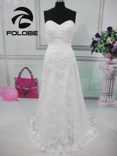 FOLOBE Sleeveless A-line Sweetheart Floor Length Dress For Women Appliques Lace Long Wedding Dresses Backless Bridal Gowns 2024 - buy cheap