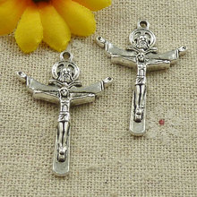 Envío Gratis 111 piezas tibetano cruz de Jesucristo de plata encantos 34x24mm #4615 2024 - compra barato