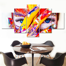 Impressão de parede da lona sala estar moderna modular decoração para casa arte rosto humano abstracto cores pintura cartaz quadro imagem 2024 - compre barato