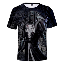 2021 moda verão casual cavaleiros templar 3d camiseta masculina e feminina de manga curta impressão o-pescoço 3d 2024 - compre barato