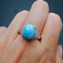 Natural larimar Silver 925 Rings for Mom Fashion Trendy Style 925 Sterling Silver Jewelry Party Engagement Momen Rings 2024 - buy cheap