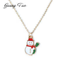 N2111 European New Fashion Jewelry Christmas Snowman Pendant Necklace Women Lady Short Clavicle Chain Necklaces Wholesale 2024 - buy cheap