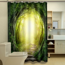 Green Forest Waterfall 3D Shower Curtains Bathroom Curtain Waterproof Thickened Bath Curtain 2024 - buy cheap