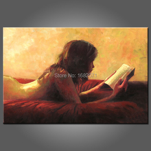 Professional Artist Pure Hand-painted High Quality Decorative Painting On Canvas Handmade Painting Nude Girl Reading on the Bed 2024 - buy cheap