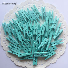 25 x Aqua Blue Small Mini Clothespins - Colored Wooden Clips - DIY Wedding Party - Baby Shower Bridal Shower Decor 2024 - buy cheap