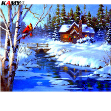 Kit de pintura com ponto cruz em resina, faça você mesmo, pintura quadrada completa com bordado, mosaico para decoração de casa, neve, xy1 2024 - compre barato