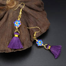 vintage ethnic jewelry dangle tassel earrings purple,fashion cloisonne vintage earrings,new ethnic earrings 2024 - buy cheap