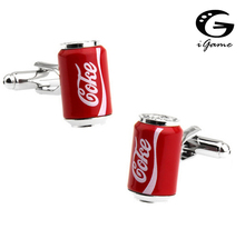 iGame Coke Cans Cuff Links Red Color Cola Design Quality Brass Material Free Shipping 2024 - buy cheap
