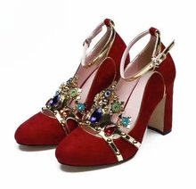 real photos diamonds imperial crown chunky high heel buckle shoes woman large size other color custom make crown wedding shoes 2024 - buy cheap