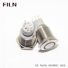 16mm stainless steel ring lamp  6v 12v 24v 48v 220v blue green white yellow red momentary metal led pushbutton switch 2024 - buy cheap