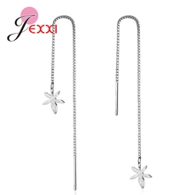 Factory Price Long Thin Chain Flower Pendant 925 Sterling Silver Earrings For Women Girls Party Jewelry Accessories 2024 - buy cheap