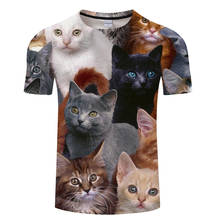 Летняя футболка для отдыха с принтом для мужчин и женщин, забавная футболка с объемным принтом большого количества кошек, Азиатские размеры для мужчин и женщин 2024 - купить недорого