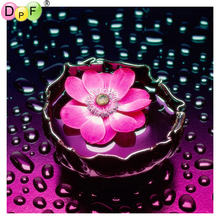 DPF diamond embroidery pink lotus diamond painting cross stitch crafts diamond mosaic square rhinestone needlework home decor 2024 - buy cheap