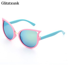 Óculos de sol gatinho com gradiente glitztxpiece, óculos fashion para crianças uv400, colorido, meninos e meninas 2024 - compre barato