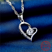 100% Sterling Silver Necklace Women AAA 5mm Zircon Fashion Charm Heart Pendant Silver Necklace Luxury Jewelry 2024 - buy cheap
