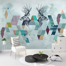 Decorative wallpaper Modern simple style abstract geometric triangle deer head background wall 2024 - buy cheap
