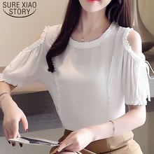 Fashion women tops and blouses 2021 ladies tops white blouse shirt harajuku shirt chiffon blouse bow Short Solid shirt  4433 50 2024 - buy cheap